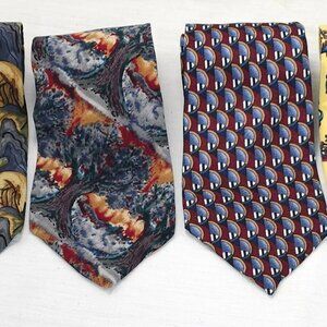 Jerry Garcia Lot of 6 Silk Ties Multicolored Green/Yellow Label Art To Wear
